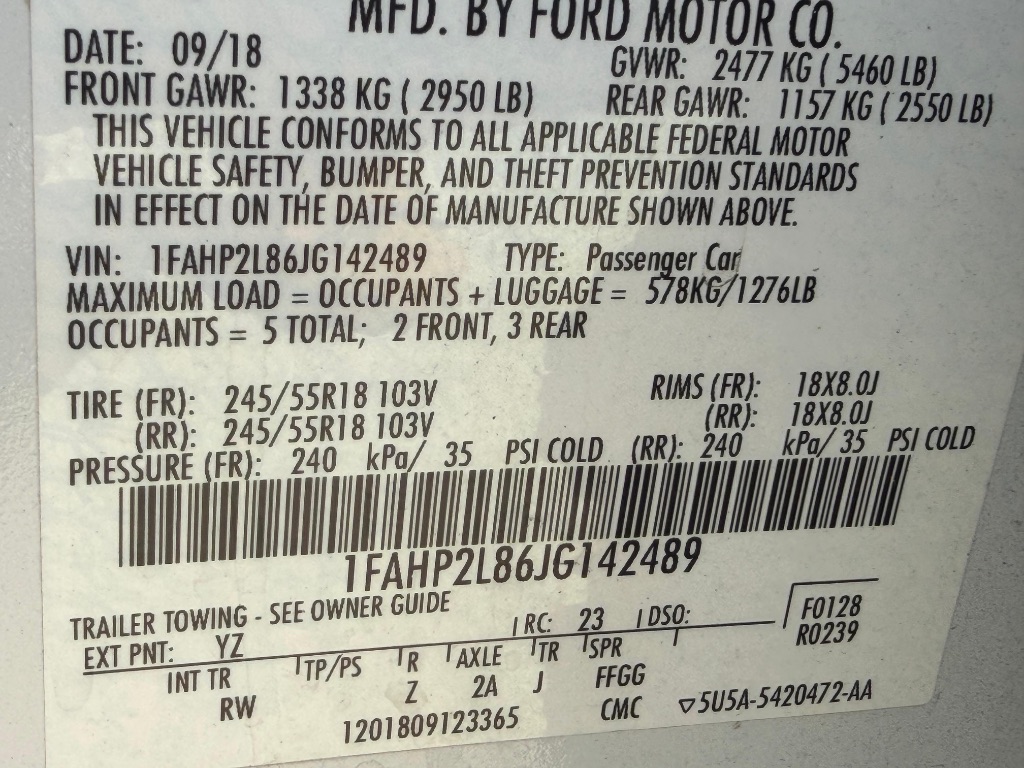 2018 Ford Taurus - $11,995